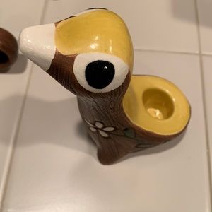 Vintage Brayton Pottery Laguna, CA 1969 Brown Bird Candle Holder